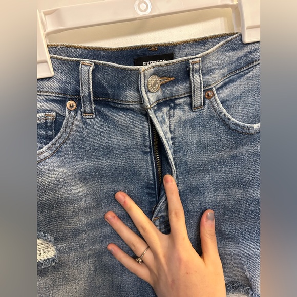 Express High Rise Cropped Flare Blue Jeans - Picture 5 of 11